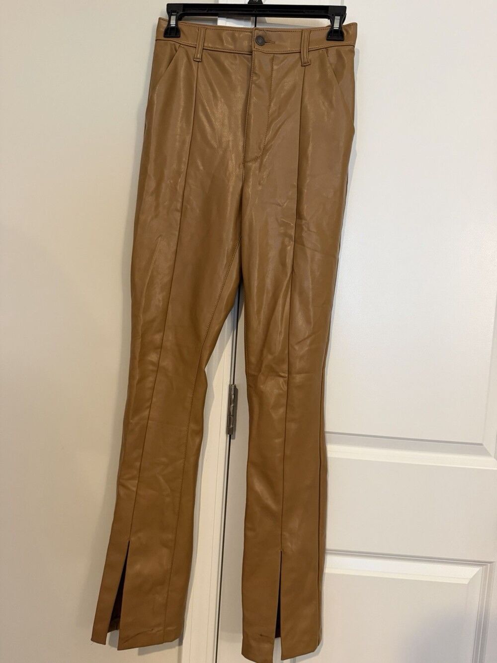 Abercrombie & Fitch Skinny Ultra High Rise Tan Leather Pants Size 26/2